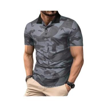 Imagem de Camisa Polo Masculina De Manga Curta Com Estampa Colorida Camuflada Ca