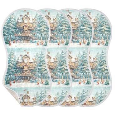 Imagem de Wassud Panos de musselina para bebês em aquarela Tree House, 1 pacote com babadores de algodão, toalha de rosto absorventes e macios para arrotos para meninos e meninas recém-nascidos