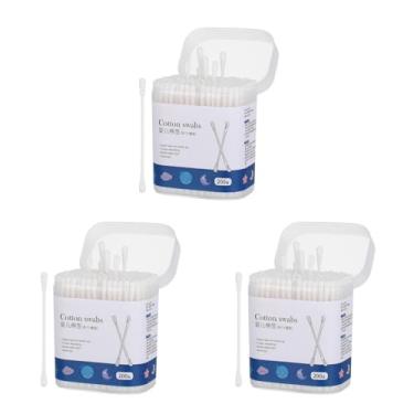 Imagem de Kisangel 3 caixas de algodão duplo cotonete de algodão para orelha de bebê, 600 peças de palitos de papel para limpeza de cera