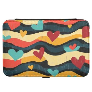 Imagem de Burbuja Caixa de joias de viagem com corações de dia dos namorados, presente para mulheres e meninas, estojo de joias portátil de couro PU organizador para brincos, anéis, colares e pulseiras