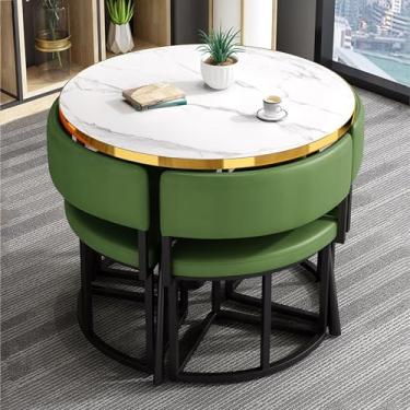 Imagem de Conjunto de mesa de jantar redonda de madeira para 4, mesas de centro de conferência, mesa de negociação e cadeira, conjunto de mesa e cadeira de clube de recepção de escritório, para sala de estar