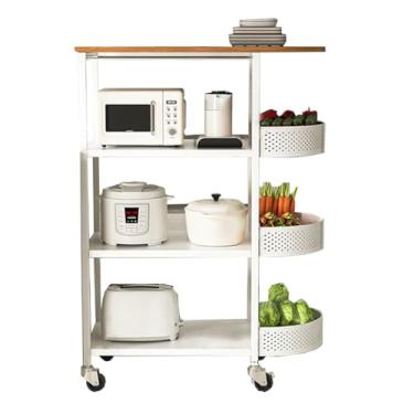Imagem de Carrinho de armazenamento fino de 4 camadas, estante móvel de metal para cozinha e banheiro, carrinho organizador multifuncional com rodas, carrinho de bar que economiza espaço (80 cm)
