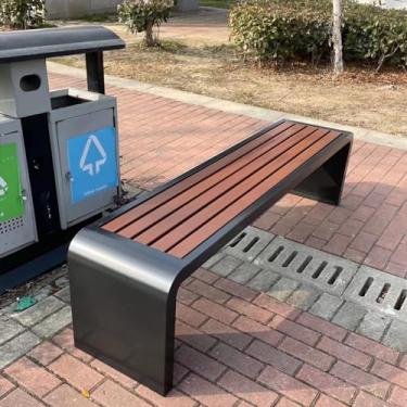 Imagem de Bancos de jardim para ambientes externos, banco de parque, banco de metal ao ar livre, bancos de madeira para fora, banco preto ao ar livre, bancos de jardim, banco de madeira maciça, 120 * 40 * 45 cm