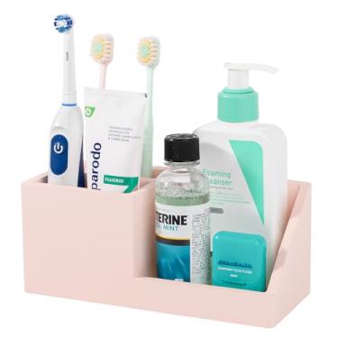 Imagem de Suportes de escova de dentes de diatomita para banheiros, organizador de escova de dentes elétrica e pasta de dente de secagem rápida, acessórios de banheiro para bancada, penteadeira, pia - rosa