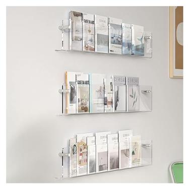 Imagem de Pacote com 3 porta-folhetos de acrílico e estante para pendurar na parede - Suporte de revistas durável para flyer, literatura e exibição de menu, perfeito para publicidade e organização