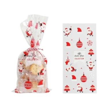 Imagem de Sacolas Transparentes De PVC Para Presentes De Natal 50pcs Design De P