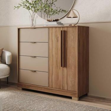 Imagem de Cômoda Quarto Alta 125cm x 118,5cm com 2 Portas e 4 Gavetas - Carraro 