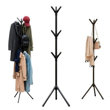 Imagem de Mancebo Arara Cabideiro 9 Ganchos Organizador Roupa Chapeu Bolsa Casaco Bone Decoraçao Organizaçao Closet Banheiro Casa