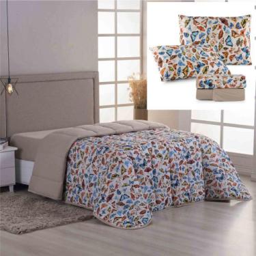 Imagem de Coordenado Edredom e Lençol Queen Sonho Bom em Malha 5 Peças - Avelã -