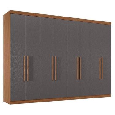 Imagem de Guarda Roupa Casal 8 Portas 4 Gavetas Master New Jatobá Grafite Acetin
