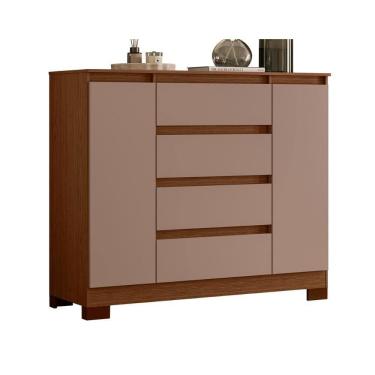 Imagem de Comoda Sapateira Atena Com 4 Gavetas E 2 Portas Nogueira