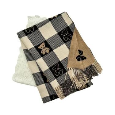 Imagem de Cachecol Feminino De Luxo Para Inverno Em Caxemira Com Borlas Longas, 