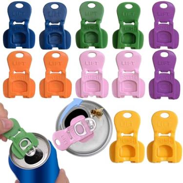 Imagem de 12 peças, abridor de abas, protetor de bebidas, abridor de abas de lata de refrigerante, tampas de latas, selador, barricada de bebidas reutilizáveis, para refrigerante, cerveja, coca, alumínio