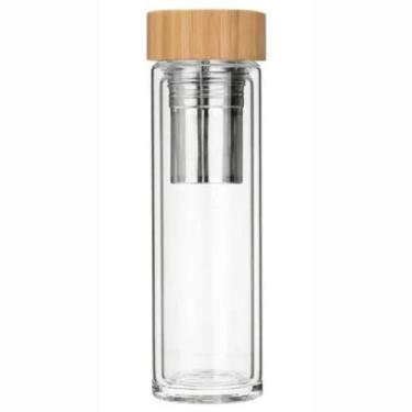 Imagem de Garrafa de vidro duplo 450ml com infusor para chá ah natu vidro boross