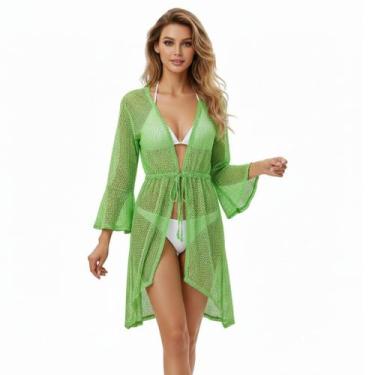 Imagem de Saída De Praia/ Kimono Em Arrastão Com Pontas Moda Verão - Corpo Doura