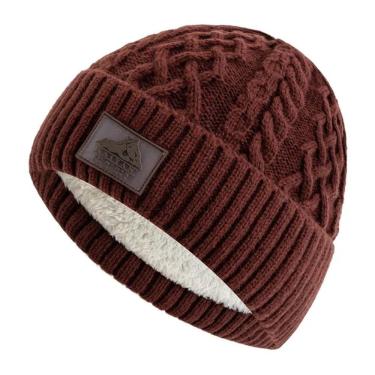 Imagem de Gorro de Inverno Emaús Acessórios Malha com Forro de Pelúcia Tamanho Único Marrom Unissex