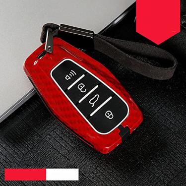 Imagem de WSWJDW Zinc Alloy Silicon Car Remote Car Key Case Cover Chaveiro Ring Key Bag, apto para Geely Coolray Atlas Boyue NL3 Emgrand X7 EX7 SUV GT GC9 Borui 2019, D, vermelho carbono