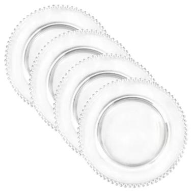 Imagem de 4 Pratos Sobremesa Cristal Bolinhas Pearl 20cm Wolff