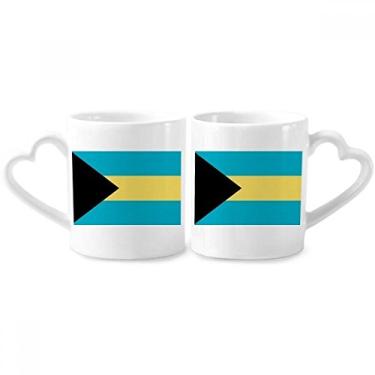 Imagem de The Bahamas National Flag North America Country Couple Conjunto de canecas de porcelana de cerâmica para amantes de coração