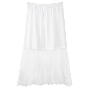 Imagem de angwang Saia de renda, saia de renda meia slip skirt extensora cintura elástica evasê vazada anágua branca Evergreen