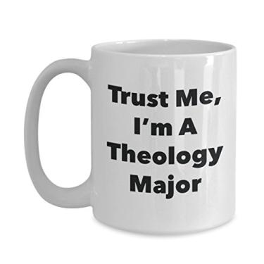 Imagem de Caneca Trust Me, I'm A Theology Major – Caneca de café de cacau quente divertido – ideia de de Natal