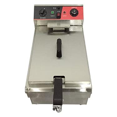 Imagem de Fritadeira comercial de 3000 W, fritadeiras elétricas de tanque único de 10L com cesta, fritadeira de bancada para restaurante com cestas de fritura e tampas para casa, restaurante, cozinha