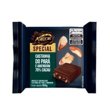 Imagem de Chocolate Arcor Special Castanha Do Pará E Amendoim 70% Cacau 60G