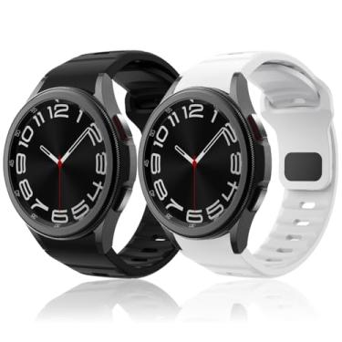 Imagem de Pulseira resistente sem lacunas para Samsung Galaxy Watch 6 5 4 de 44 mm e 40 mm/Galaxy Watch 6 Classic de 47 mm e 43 mm/Watch 5 Pro de 45 mm/Watch 4 Classic de 46 mm e 42 mm, pulseira de silicone