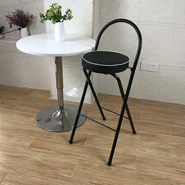 Imagem de Bancos de bar dobráveis ​​28 Polegada bancos de balcão com banco de cozinha traseiro redondo estofado banco de barra estrutura de metal cadeira de pátio pub