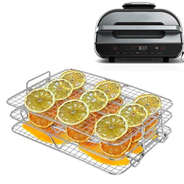 Imagem de Hoqqf Rack de Fritadeira de Ar Compatível com Ninja Foodi Grill XL Air Fryer FG551 IG601 IG651, 12 Litros, Prata