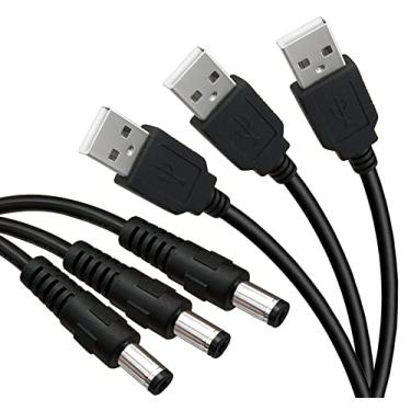 Imagem de Pacote com 3 cabos USB 2.0 tipo A macho para DC 5,5 x 2,1 mm DC 5 V cabo conector conector USB para cabo de alimentação de 5 V USB para cabo de alimentação CC