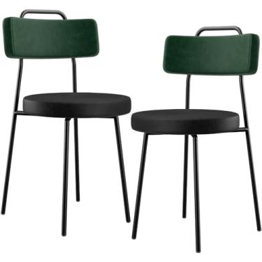 Imagem de Kit 02 Cadeiras Estofada Para Sala Jantar Barcelona L02 Facto Verde Musgo Couríssimo Preto - Lyam