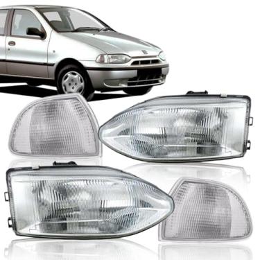 Imagem de Par Farol Palio 96 97 98 99 Siena Strada Young 2000 A 2002 + Piscas Cristal