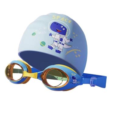 Imagem de Generic Óculos de natação conjunto touca de natação criança anti nevoeiro silicone alça ajustável óculos de natação para mergulho