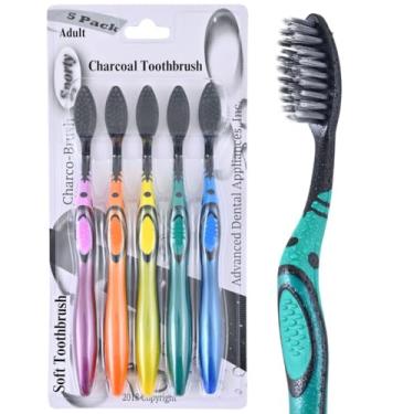 Imagem de ROTATING BRUSH Escova de dentes ADA Cavity Defense de carvão ativado, pacote com 5, cerdas de fio dental ultramacias para dentes e gengivas sensíveis, auxilia no clareamento dos dentes, extramacia,