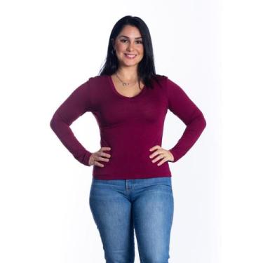 Imagem de Blusa Feminina Manga Comprida Segunda Pele De Frio Gola V - Maranne, V