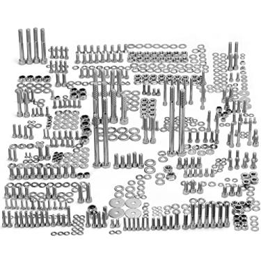 Imagem de PTNHZ Kit de parafusos polidos de aço inoxidável 304 662 peças conjunto de arruelas de vedação de porca de fixação compatível com YAMAHA YFZ350 YFZ 350 Banshee ATV
