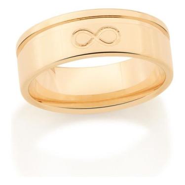 Imagem de Aliança Lisa Com Detalhe De Infinito Ao Cen 512868 - Rommanel, Branco,