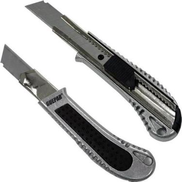 Imagem de Estilete Profissional Metal 18Mm Guepar Com Lamina Extra