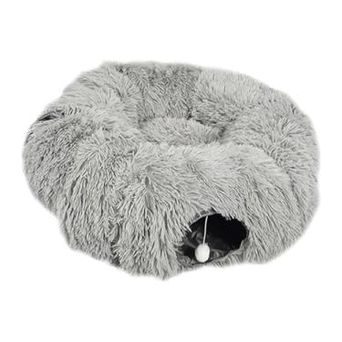 Imagem de WeiLaiKeQi Gato de pelúcia túnel cama caverna macio multifuncional leve gato tubo tenda brinquedo gato playground brinquedo para esconder perseguição procurar, Cinza
