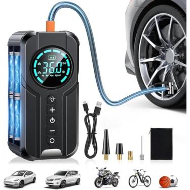 Imagem de Compressor de Ar Portátil, Calibrador de Pneus, Bomba de Encher Pneu Automotivo, Mini Compressor Com Bomba de Ar