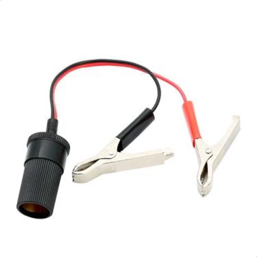 Imagem de Tomada Isqueiro Automotivo Carro 12v Fêmea Garra Jacaré Alimentação Portátil
