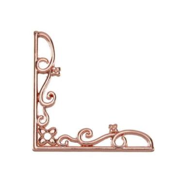 Imagem de Cantoneira Fina Flor Pequena 4 Peças Decoração Caixas Enfeite - Metall