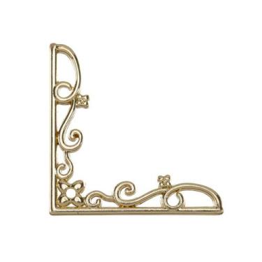 Imagem de Cantoneira Fina Flor Pequena 4 Peças Decoração Caixas Enfeite - Metall