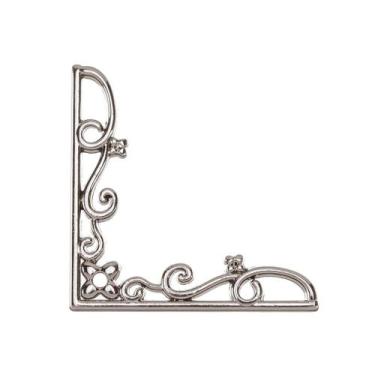 Imagem de Cantoneira Fina Flor Pequena 4 Peças Decoração Caixas Enfeite - Metall