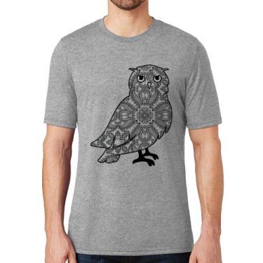 Imagem de Camiseta Coruja Mandala - Foca na Moda, Cinza, P