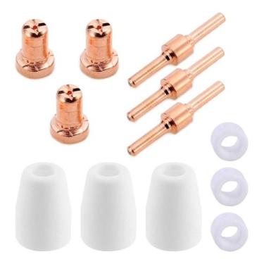 Imagem de Kit PT31: 3 Bicos Longo + 3 Eletrodos Longo + 3 Anel Difusor Cerâmico 