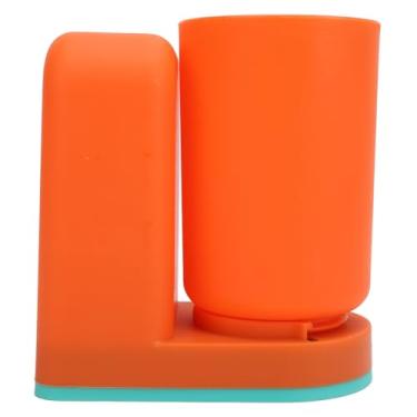 Imagem de Porta -copa da Escova, Organizador de Escova de Dentes de Parede Multiuso Com Copo para Banheiro (Laranja)