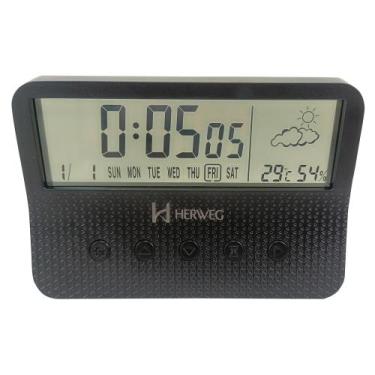 Imagem de Relógio Despertador Herweg Digital Mini Estação Tempo 2986