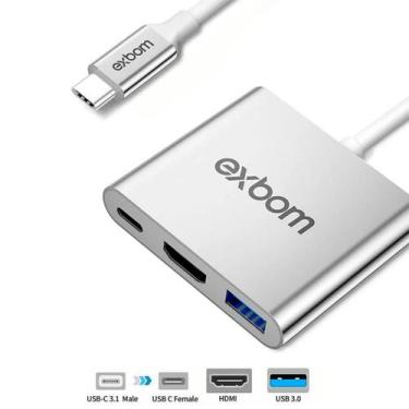 Imagem de Adaptador USB-C 3 em 1 Exbom Modelo U3V-A3N1